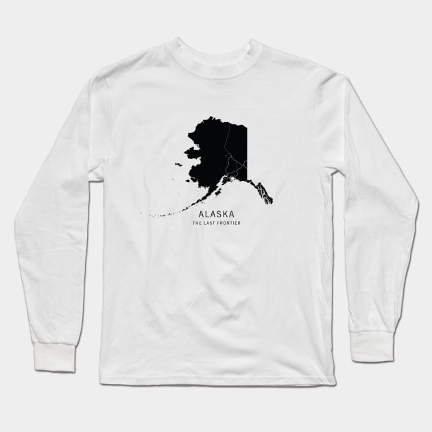 Alaska State Road Map Long Sleeve T-Shirt by ClarkStreetPress